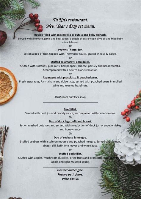ta kris menu